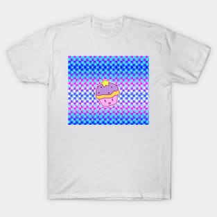 Star Cupcake - Holographic Checkered Pattern T-Shirt